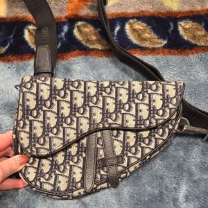 Dior Monogram Navy and Cream Shoulder Bag